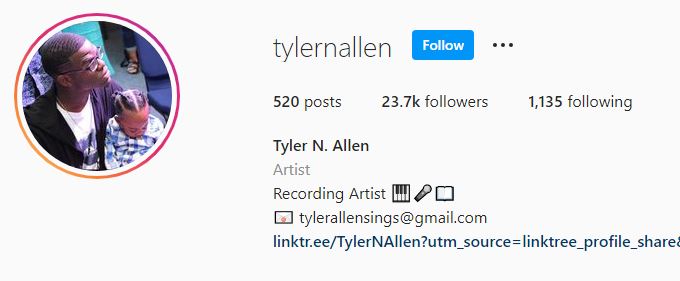 Tyler Allen IG profile