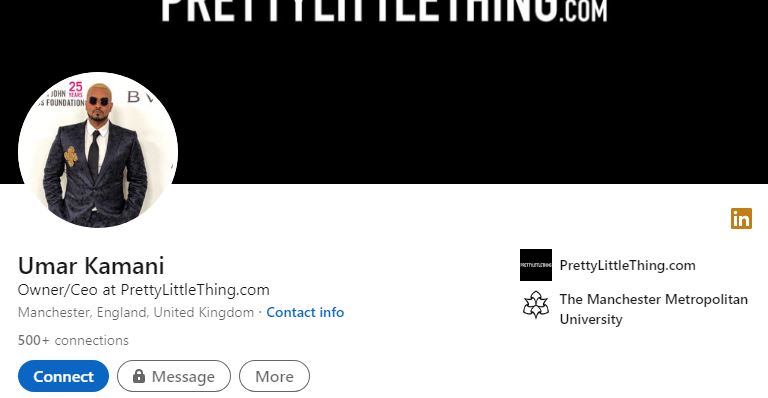 Umar Kamani's LinkedIn account