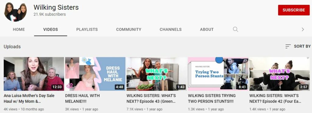 Wilking Sisters Youtube channel