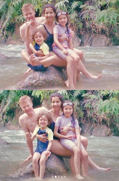 Young Amelia Henderson with her family