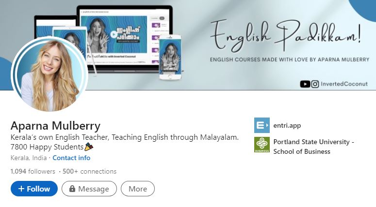 Aparna Mulberry's LinkedIn account
