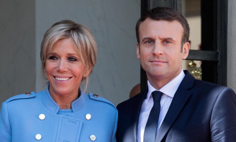 Brigitte Macron with her husband