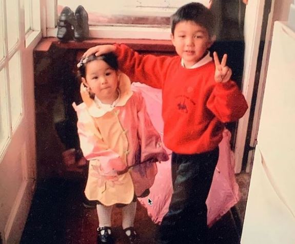 Childhood photo of William with his sister Olivia Hardy