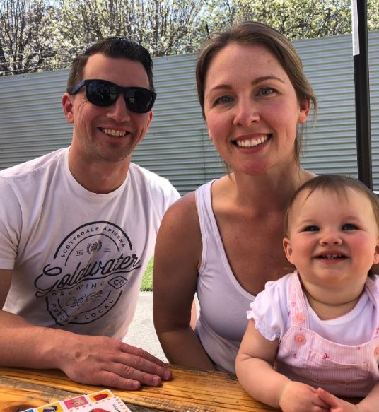 Denise Huskins with her husband and daughter