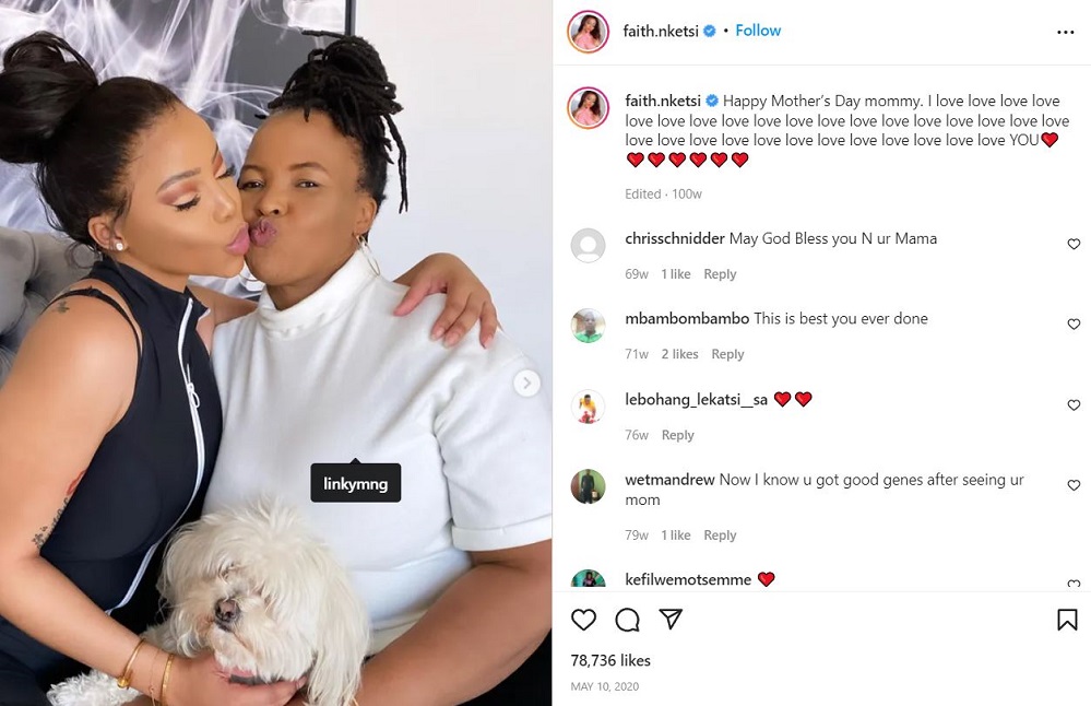 Faith Nketsi is very close with her mom Linky Mamogale Modise