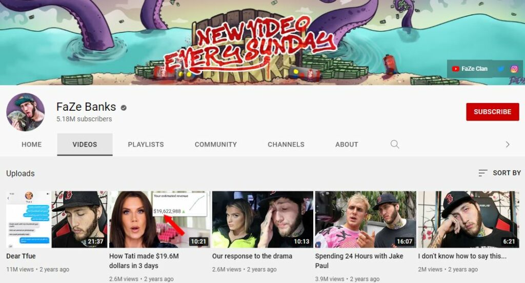 Faze Banks YouTube channel