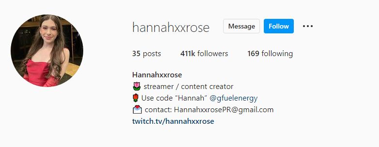 Hannah Rose Instagram account
