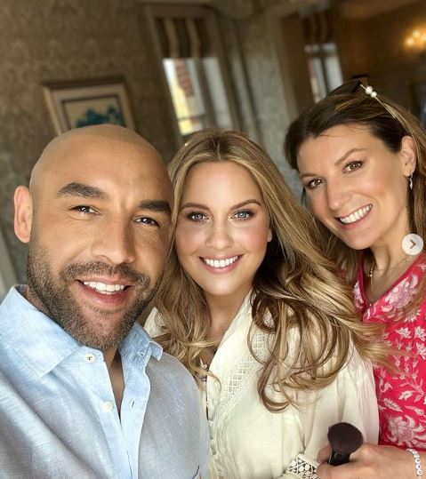Imogen McKay with her to be husband and makeup artist