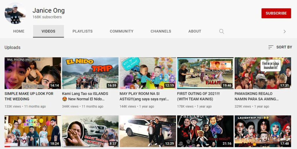 Janice Ong YouTube channel
