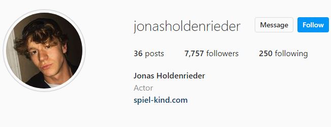 Jonas Holdenrieder Instagram account