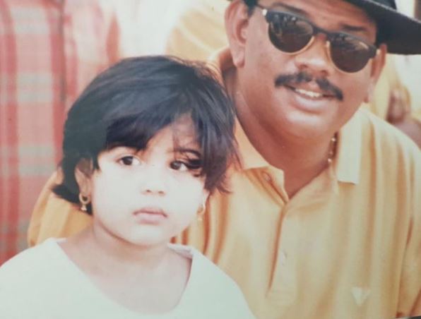 Kalyani Priyadarshan old image with her dad
