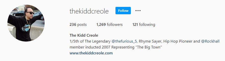Kidd Creole Instagram account