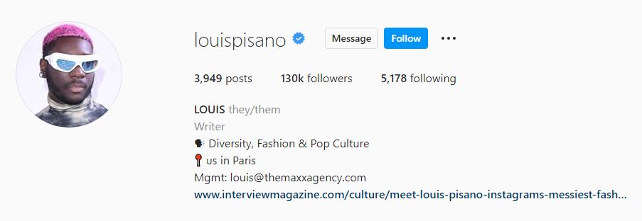Louis Pisano Instagram profile