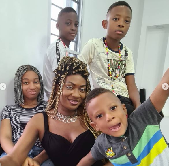 May Yul-Edochie with her daughter and sons