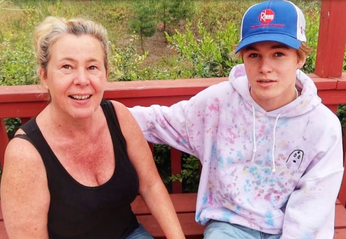 Nick Austin with his mother