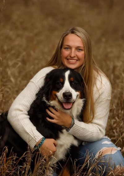 Paige with her pet dog
