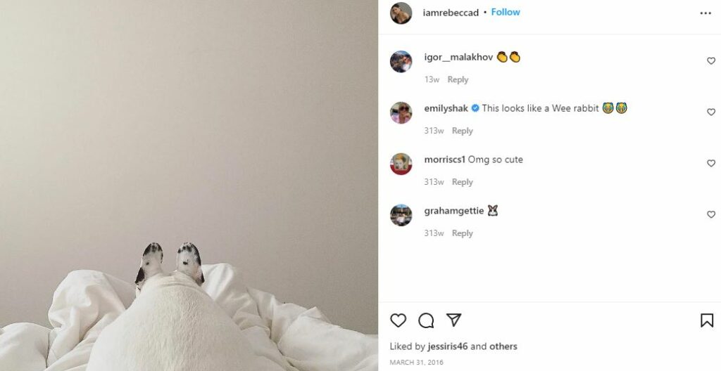 Rebecca's first IG post