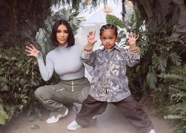 Saint West and his mom Kim Kardashian