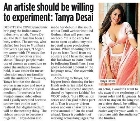 Tanya Desai- Acting & Dancing Career