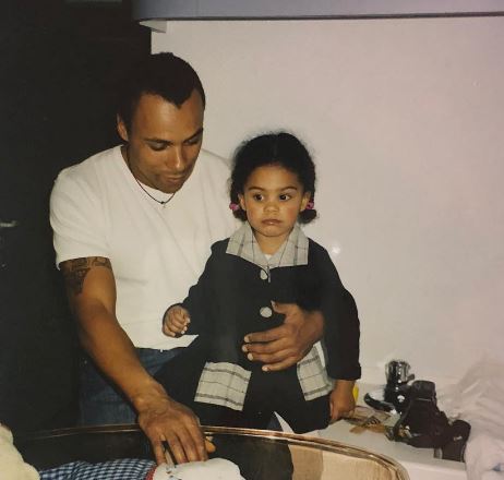 Tina's childhood photo with her father Robin Kunakey