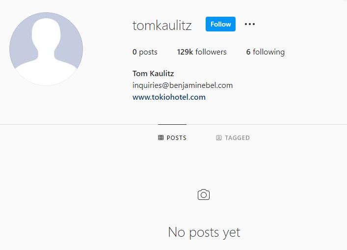 Tom Kaulitz Instagram account
