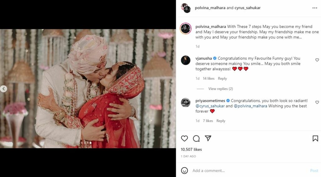 Vaishali Malahara shared the news of her wedding