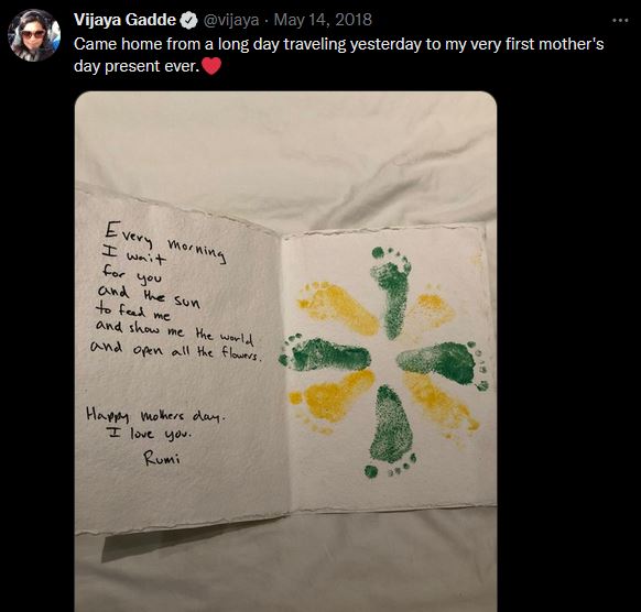Vijaya Gadde has a daughter Rumi