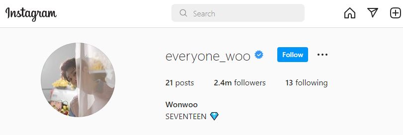 Wonwoo Instagram account