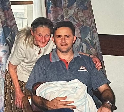 Childhood photo of Nathan with his father Anthony Albanese and grandmother