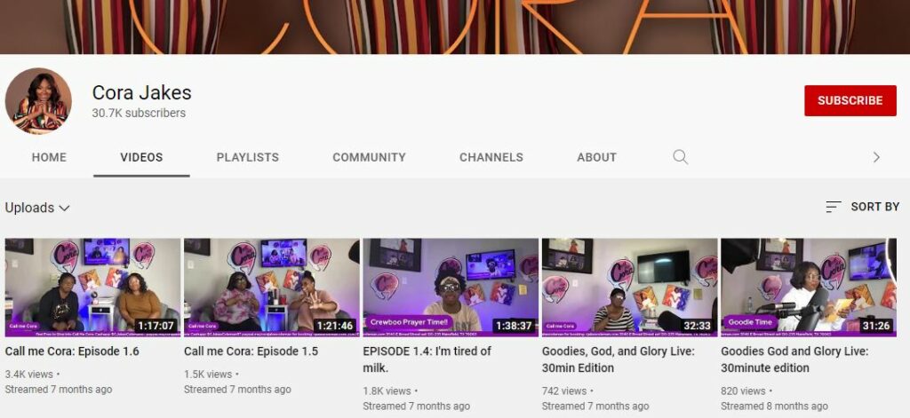 Cora's Youtube channel