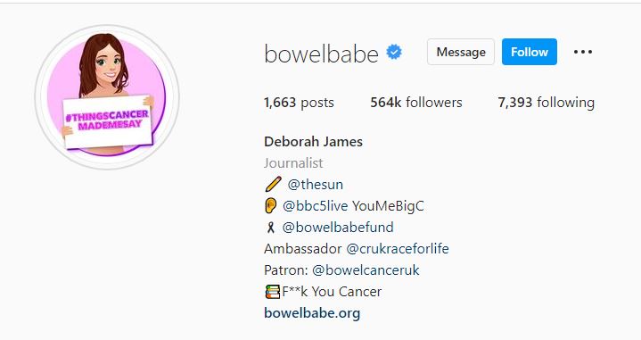 Deborah's Instagram account