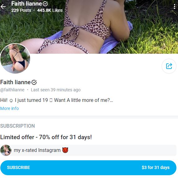 Faith Lianne's OnlyFans Account