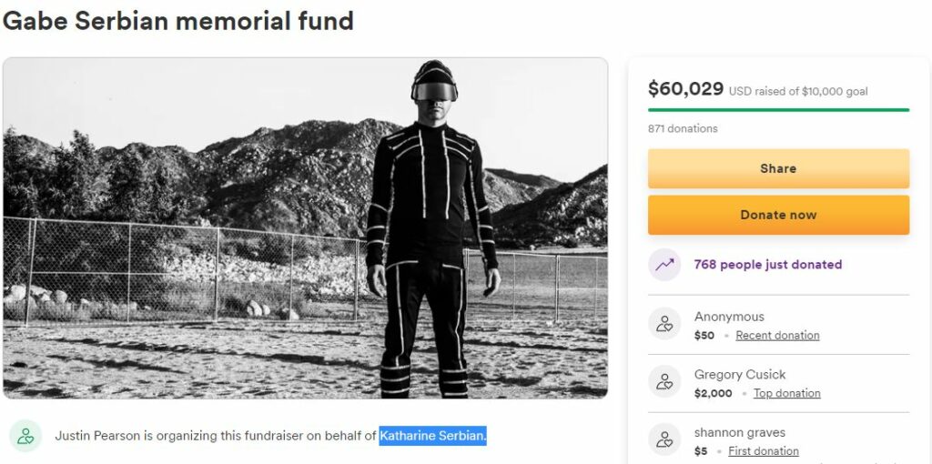 Gabe Serbian GoFundMe Page