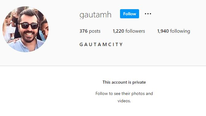 Gautam Hathiramani Instagram account