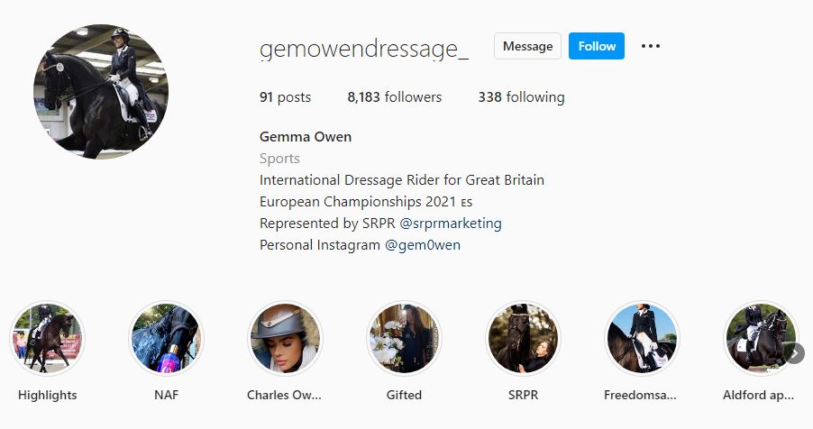 Gemma Owen Dressage Instagram