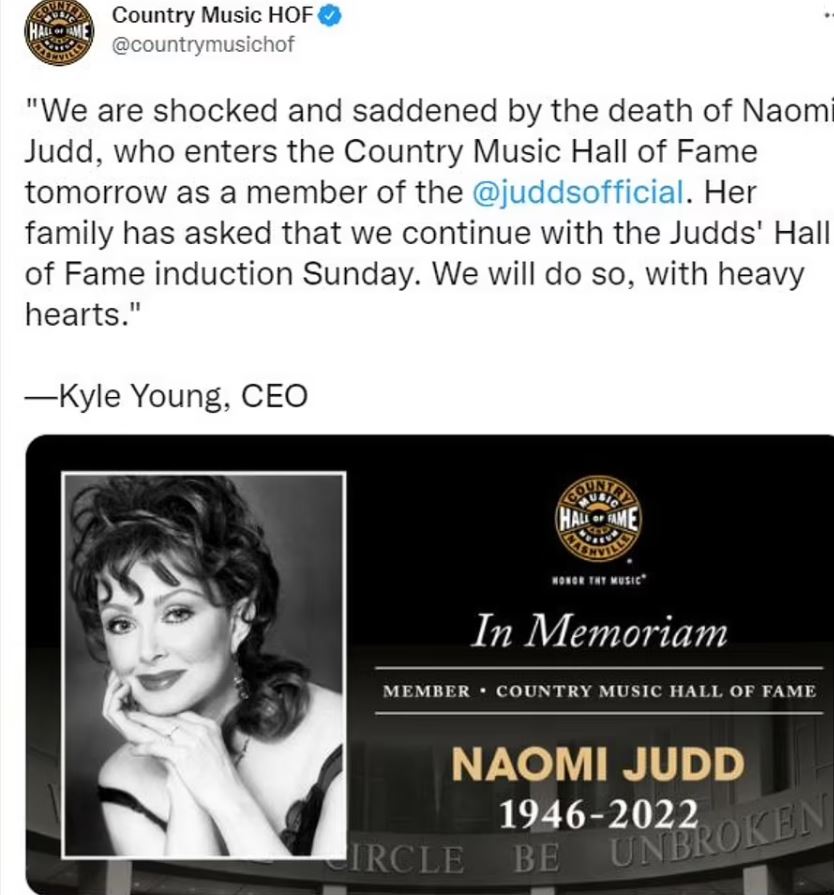 Michael Ciminella's former wife Naomi Judd passed away due to mental illness on April 30, 2022