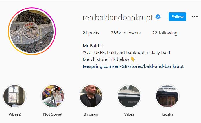 Mr. Bald Instagram account