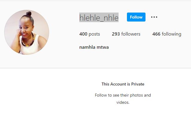 Namhla Mtwa's Instagram account