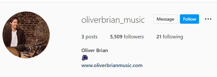 Oliver Brian's Instagram account
