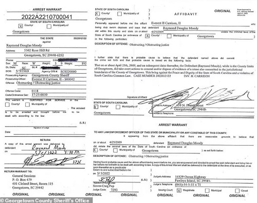 Raymond Douglas Moody arrest warrant
