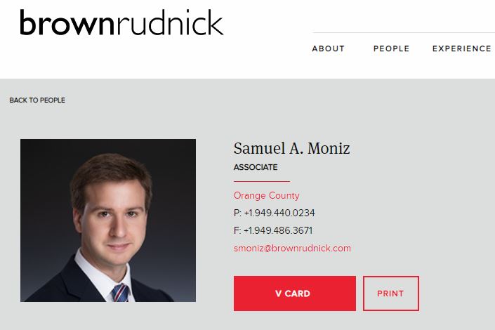Samuel's profile on Brown Rudnick
