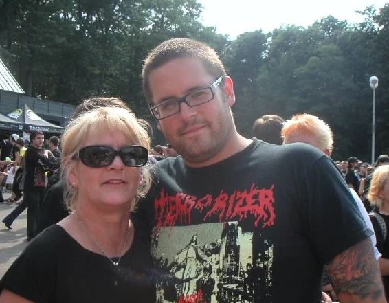 Trevor Strnad with his mother