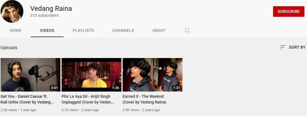 Vedang Raina Youtube channel