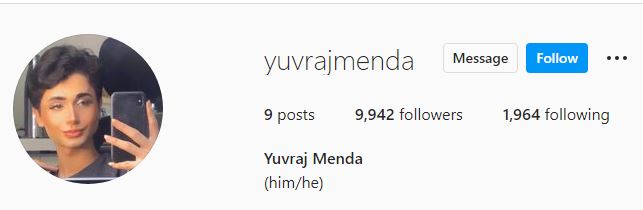 Yuvraj Menda's Instagram account