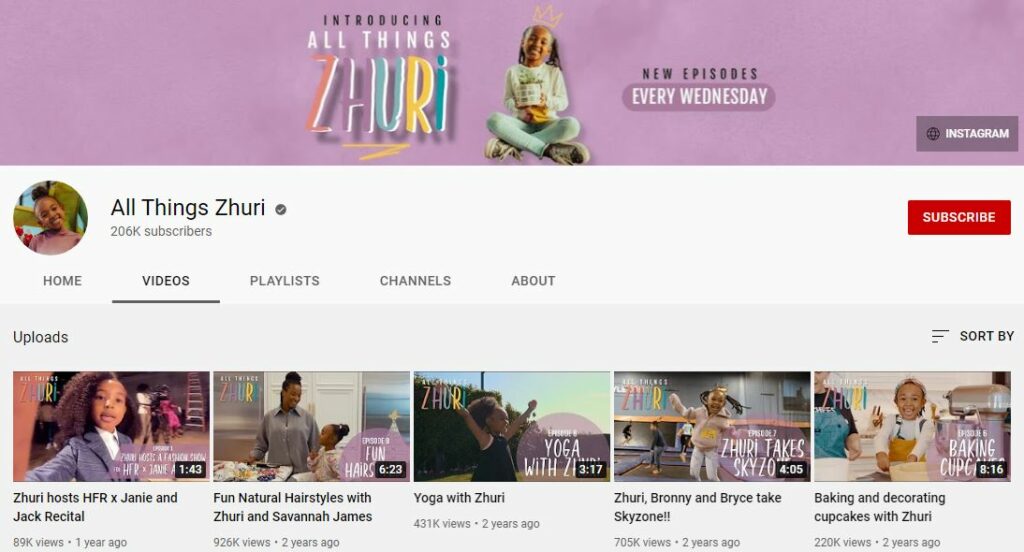 Zhuri James Youtube channel