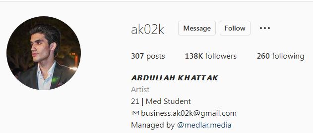 Abdullah's Instagram account