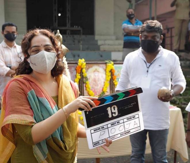 Actress Nithya Menen at the set of 19 (1)(a)