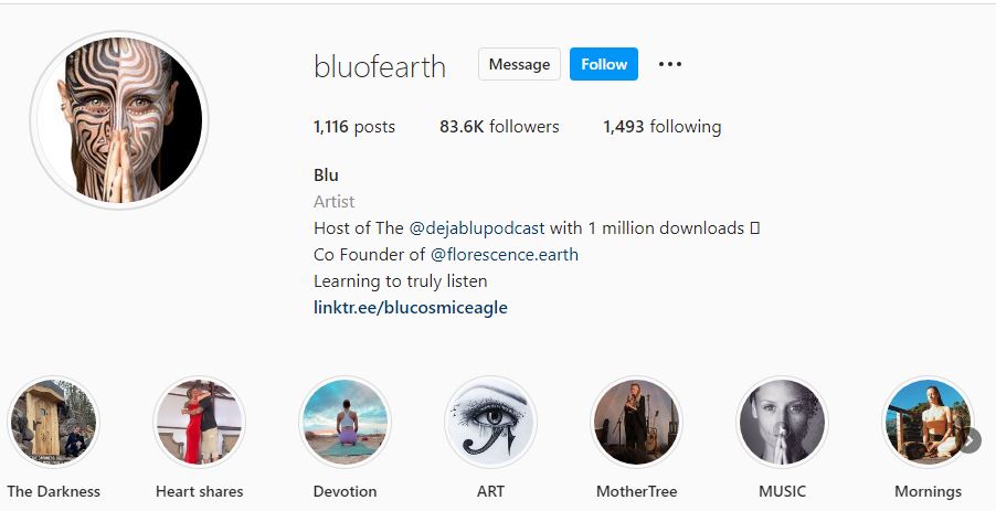 Blu of Earth Instagram account