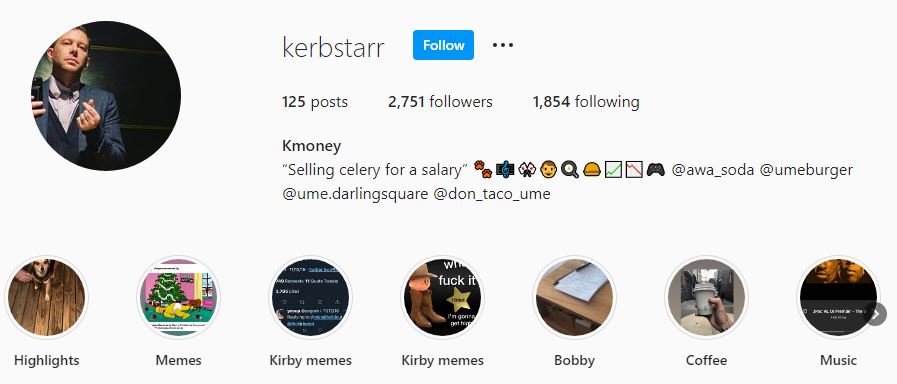 Kerby's Instagram account