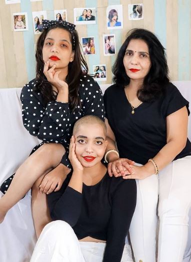 Kshama Bindu with her mother and sister